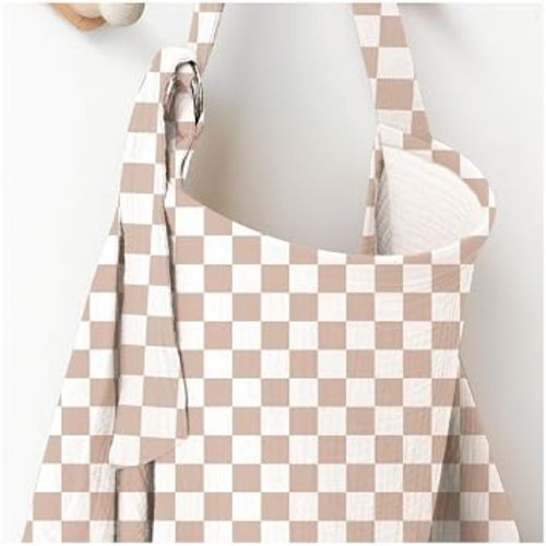 100% Muslin Cotton Nursing Cover with Arch Neckline for Women | Large & Breathable Nursing Apron, Multi-Use Breastfeeding & Stroller Cover, Full Privacy for Mom & Baby (Milky Coffee)