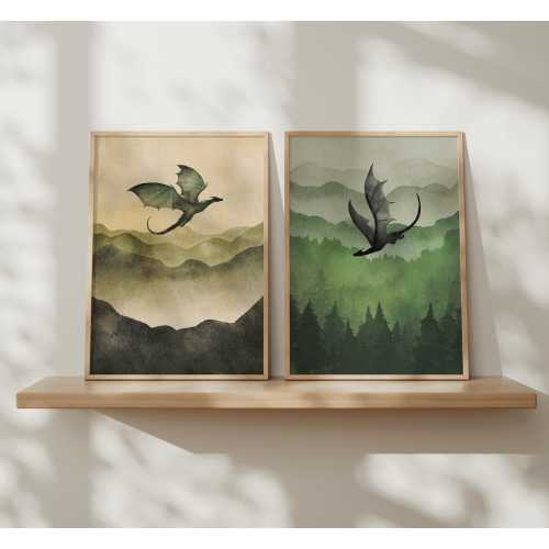 forest dragon - watercolor art print / dragon art