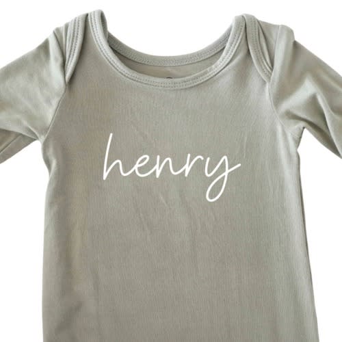 Boy Personalized Bamboo Newborn Baby Knot Gown & Hat