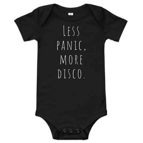 Less Panic, More Disco Baby short sleeve one piece, PATD inspired Baby Clothes, Emo Baby, Pop Punk Baby