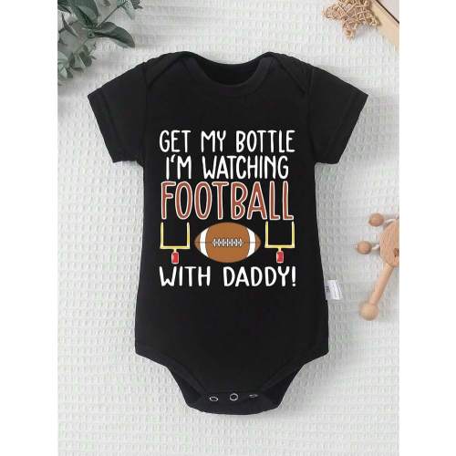 100% Cotton, Casual Short Sleeves, Cute Letter Print, Round Neck, Easy Diaper Changing, Unisex For Baby Boys And Girls | SHEIN USA