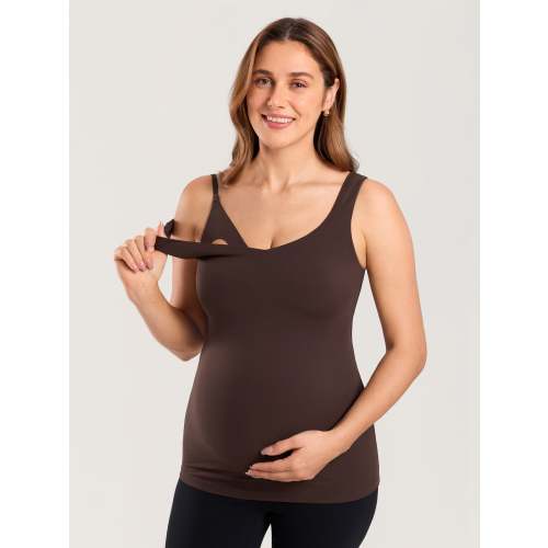 MOMANDA Naterlax® V Neck Nursing Tank Top - Black