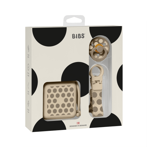 BIBS Soothe & Go Polka Gift Set | Dark Oak/Vanilla | Pacifier Set – Bibsworld store US