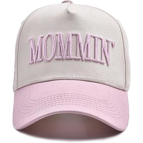 Women’s Mommin Trucker Hat – Vintage Two-Tone Ponytail Baseball Cap, Embroidered Adjustable Hat, Great Gift for Mom & Women