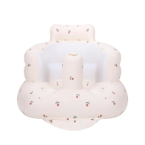 AirSwim Inflatable Baby Chair, Inflatable Baby Seat for Babies 3 Months and Up, Summer Blow Up Chair with Built in Air Pump, Infant Floor Seats for Learning to Sit, Palying, Camping, Tulip