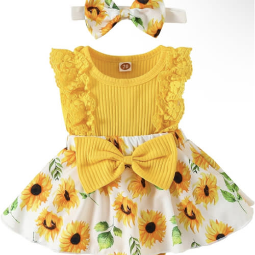 Baby Girl Clothes Newborn Romper Dress Infant Lace Ruffle Sleeveless Summer Outfits with Headband 0-12 Months