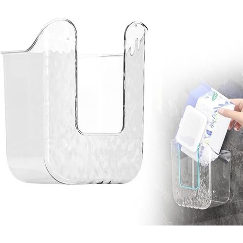 Kitchen Wipes Storage Box,Wall Mounted Tissue Box Acrylic Plastic Facial Napkin Box,Clear Wipes Dispenser Wipe Tissue Storage Box Case for Kitchen Bedroom Bathroom (Transparent White/1pc)