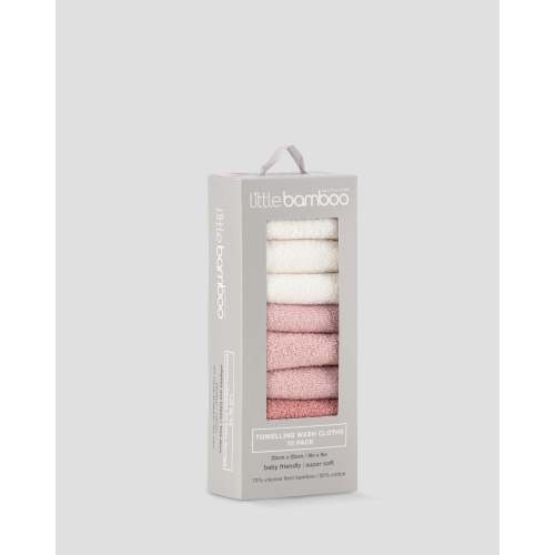 Little Bamboo Baby Toweling Washer 10 Pack - Dusty Rose
