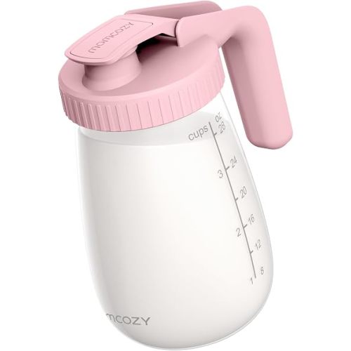 Momcozy Breast Milk Pitcher, Glass Storage Container Wide Mouth, 32oz Pink