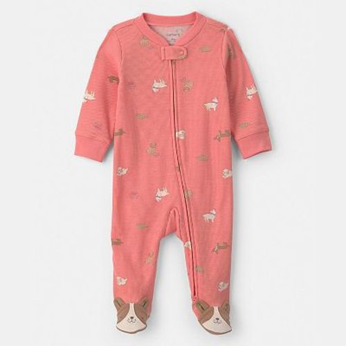 Baby Girl Carter's Ribbed Snug Fit Sleep & Play Pajamas