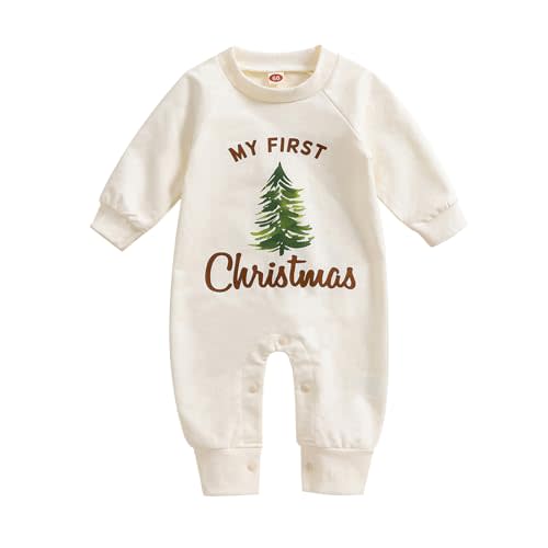 YOKJZJD Newborn Baby Boy Girl My 1st Christmas Outfit Long Sleeve Romper Jumpsuit Bodysuit Overalls Fall Winter Clothes