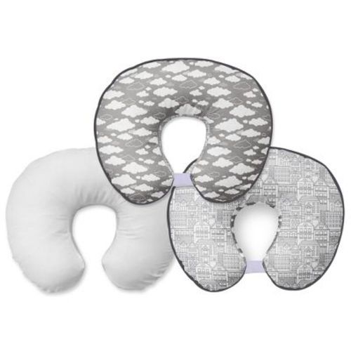 Bacati - 3 pc Clouds in the City Gray Hugster Feeding & Infant Support Nursing Pillow