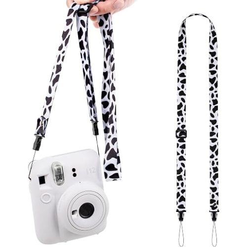 Camera Strap,Cute Camera Lanyard Neck Strap,iPad Strap,Cute Camera Strap for Fujifilm mini Camera Kodak Smile + Smile plus,pink,Black and White