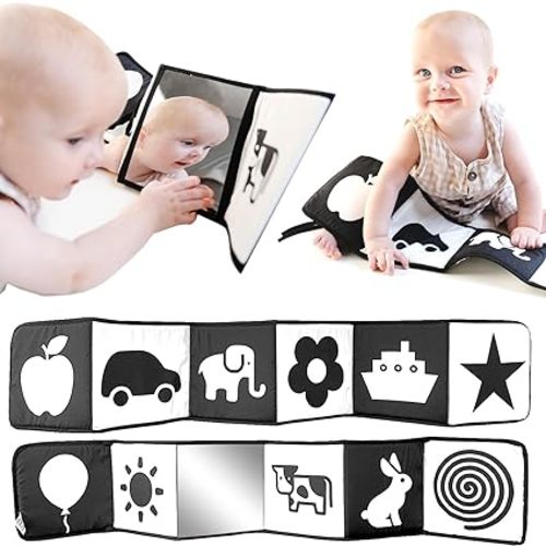 Spiggly High Contrast Baby Toys for Newborn Black and White Baby Toys 0-3 Months Baby Books 0-6 Months High Contrast Baby Book Tummy Time Mirror Newborn Toys Contrast Toys for Infants 0-6 Months