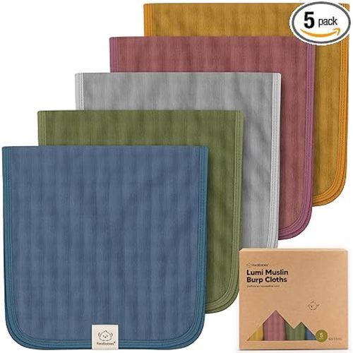 KeaBabies Cotton Muslin Burp Cloths Baby Boy, Girl - 5-Pack Soft & Absorbent Burping Cloth for Babies, Large Baby Towels & Washcloths for Newborn, Spit Up Rags, No Shrink, 20x10" (Corals)