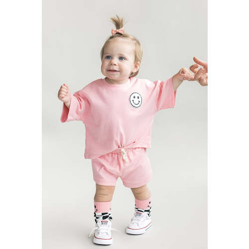 Smiley Shorts Set | Pink Peach – The Rocking Horse Co.