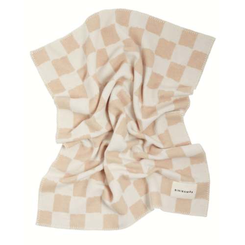 Merino Wool blanket - camel chequerboard
