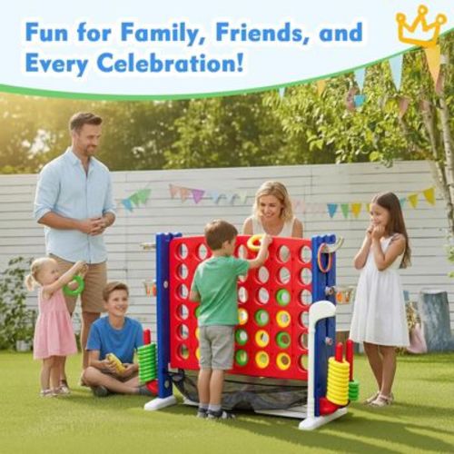 Giant HDPE 4-in-a-Row Game Castle Set - Outdoor & Indoor Connect Four with Storage, Adjustable Height, Family Party Board Game for Kids and Adults
