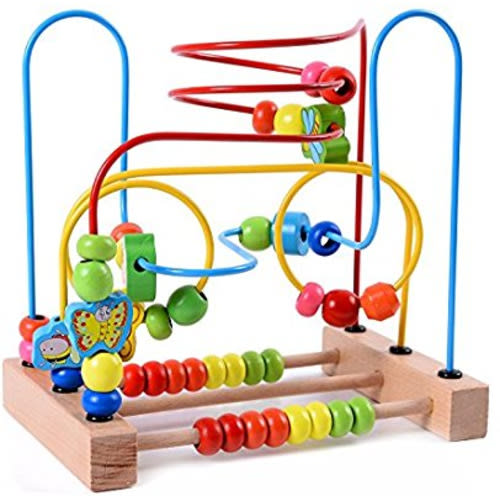 Lewo Wooden Baby Toddler Toys Circle First Bead Maze for Boys Girls
