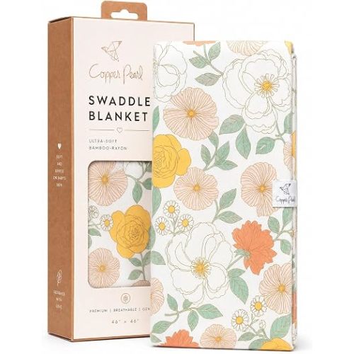 Copper Pearl Swaddle Blankets for Newborns | Soft Stretchy Receiving Blankets for Boys and Girls | Large 46 x 46 Inch Baby Blankets | Lightweight and Breathable Swaddles | Rose