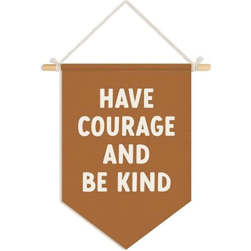 Classroom Motivational Have Courage and Be Kind Wall Hanging Pennant Flag Banner, Inspirational Wall Decor for Kids Toddler Nursery Bedroom Playroom 15x11 Inch