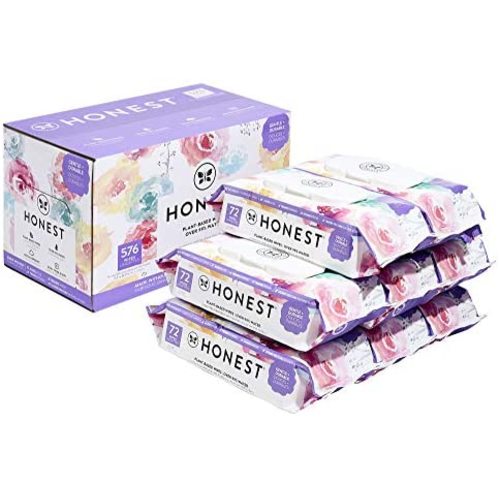 The Honest Company Designer Baby Wipes| Rose Blossom | Over 99 Percent Water | Pure & Gentle | Plant-Based | Fragrance Free | Extra Thick & Durable Wet Wipes, 72 Count (Pack of 8)
