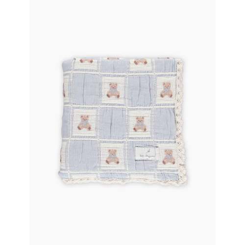 Teddy Bear Blanket in Blue Teddy Patchwork