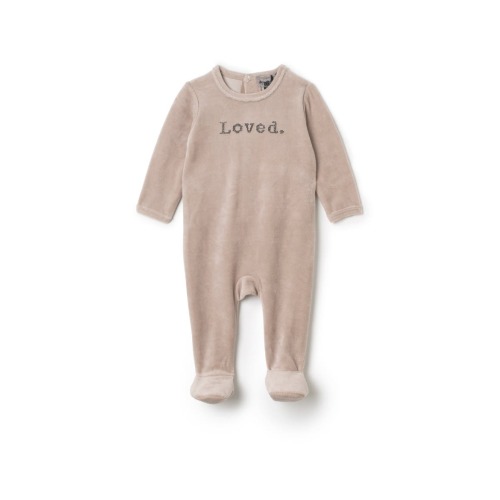Loved Embroidered Velour Snap Romper
