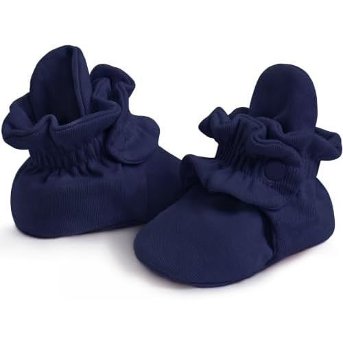 Pro Goleem Baby Booties 100% Cotton, Stay-On Adjustable Non-Slip Sock Shoes