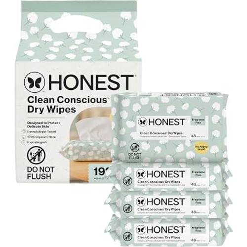 Amazon.com: The Honest Company 100% Pure Organic Cotton Dry Wipes, 192 Count | Sanitizing Alcohol Wipes, 192 Ct. Hypoallergenic. Kills 99% Of Germs On The Go.