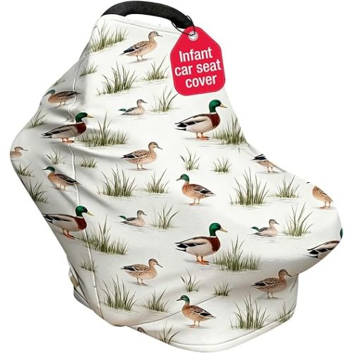Duck Car Seat Cover & Canopy - Universal Multi-Use Baby Car Seat and Stroller Cover, Breathable Breastfeeding & Nursing Canopy, Newborn Infant Carrier Cover, Baby Shower Gift for Boys and Girls