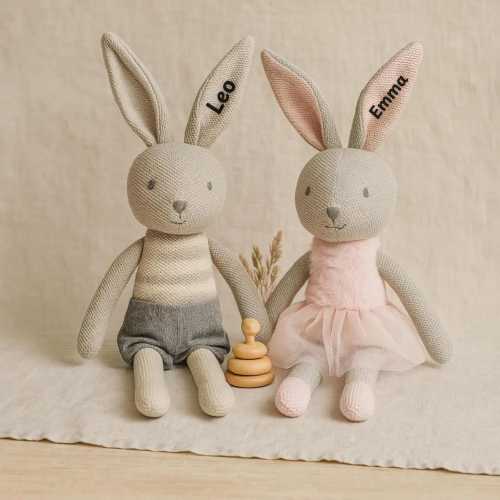 Personalized Bunny Plush – Custom Soft Doll for Baby Gift, First Christmas or Godparent Present