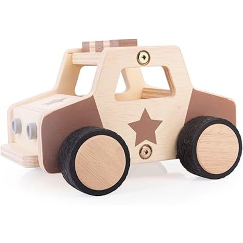 Guidecraft Wooden Police Car: Vehicle Play Set, Kids Learning and Educational Dramatic Play Toy