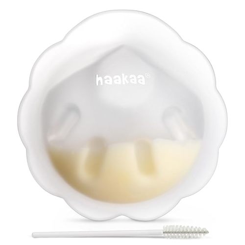 haakaa Petal Soft Silicone Milk Collector丨Discreet Leak-Protection Breast Milk Saver, Reusable Breast Shells Milk Collection Cup for Breastfeeding with Cleaning Brush- 2PCS