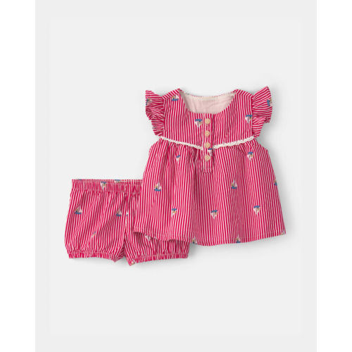 Baby Girl 2-Piece Teddy Bear Sailboat Top & Short Set - Red - OshKosh B'gosh | Carter's