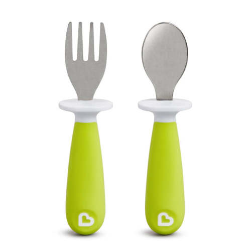 Munchkin Raise™ Toddler Fork & Spoon Set - Light Green