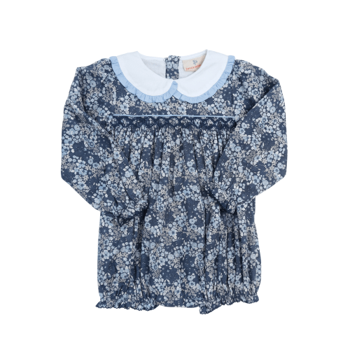 Cobalt Clover Smocked Bubble