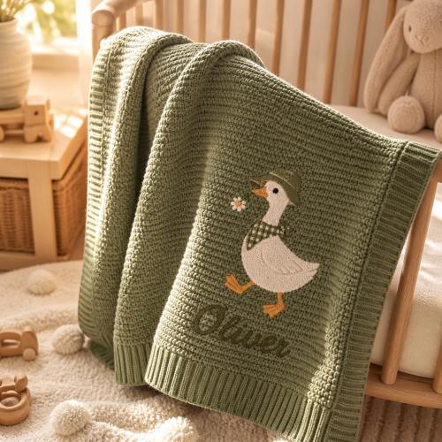 Custom Goose Baby Blanket with Name, Little Goose Baby Shower Announcement Blanket, Gift for Baby, Keepsake Newborn, Baby Girl Gift