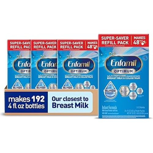 Enfamil Optimum (Enspire), Our Closest Formula to Breast Milk, Immune-Supporting Lactoferrin and Brain-Supporting DHA Baby Formula, Powder 30 Oz Refill, Pack of 4