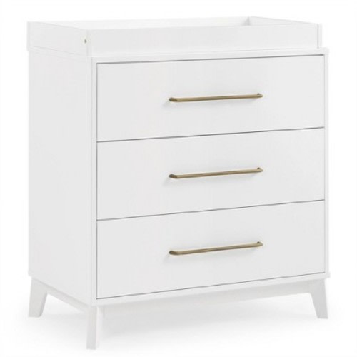 Delta Children Spencer 3 Drawer Dresser with Changing Topper - Bianca White