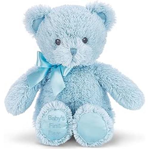 Bearington Blue Teddy Bear - 12" Fluffy and Cuddly My First Teddy Bear Companion with Premium Plush and Soft Fur - Adorable Stuffed Animal for Baby Boy Gift for Babies, Toddlers and Kids