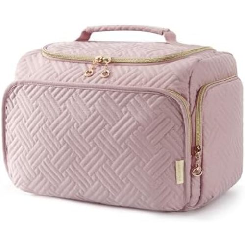 BAGSMART Travel Toiletry Bag for Women, Cosmetic Bag Makeup Bag Organizer with Handle, Travel Bag for Toiletries, Travel Accessories, Full Sized Container