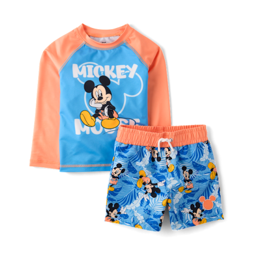 Toddler Boys Mickey Mouse™ Rashguard 2-Piece Swimsuit - Blue