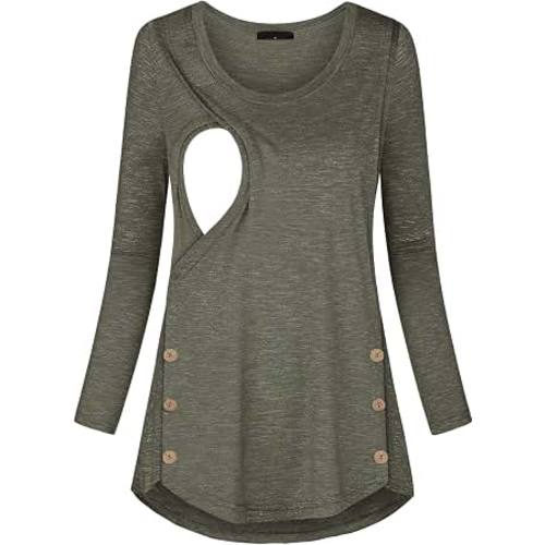 Amazon.com: connche Women's Button Side Maternity Tunic Nursing Tops for Breastfeeding