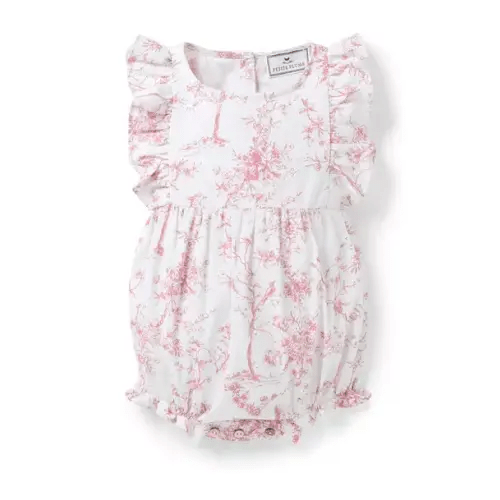 Pajamas Baby's Twill Ruffled Romper in Pink Timeless Toile by Janie and Jack