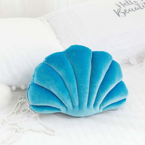 Amacok Shell Pillow, 13"X10" Cute Seashell Decorative Pillow Sea Ocean Style Shaped Velvet Soft Throw Pillow for Couch Bed Sofa Living Room Bedroom Room Decor