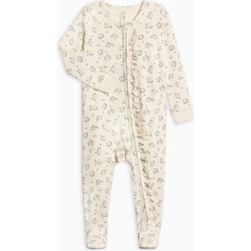 Organic Cotton Neve Ruffle Zipper Footie, Newborn