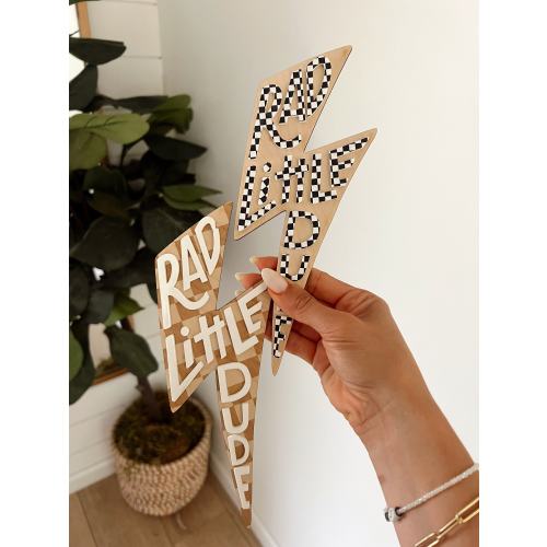 Little Rad Dude Wooden Sign: Checkered Nursery Decor