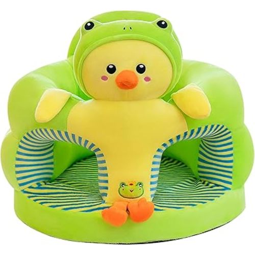 Baby Seat Baby Sit up Chair Cartoon Animals Plush Sofa Chair Toddler Baby Learn to Sit up Sofa Washable Cover for Back Head Support Sitting Infant Seat