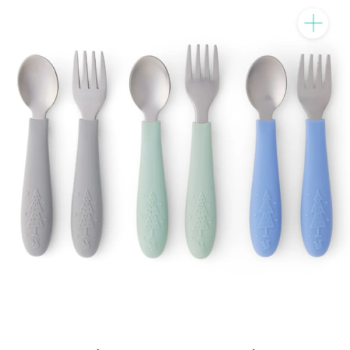 Babies/Toddler Stainless Steel Spoons + Forks with Silicone Handle